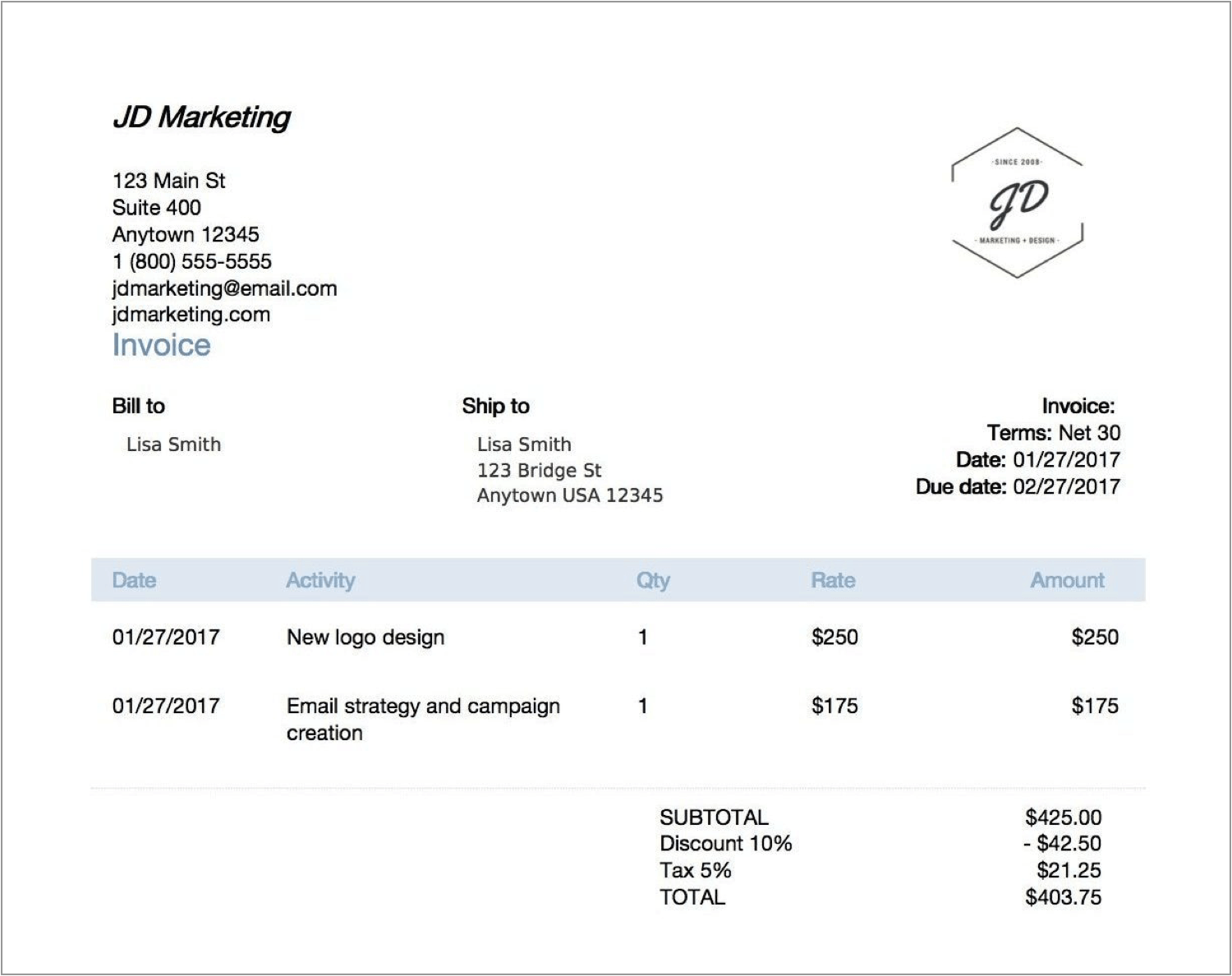 create custom invoices for use with quickbooks