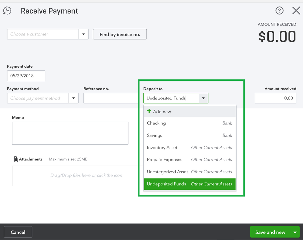 Undeposited Funds Account to Receive Payments in QuickBooks Online