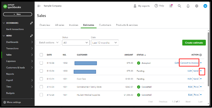convert to invoice, dropdown arrow.PNG