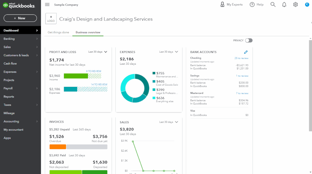 Inventory Item QuickReport in QuickBooks Online