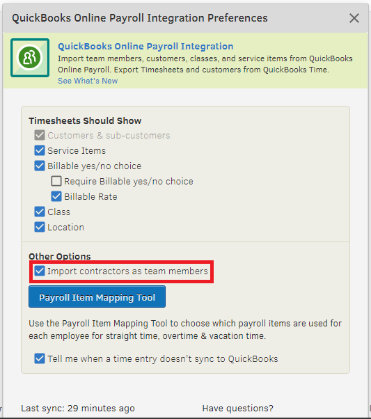 QuickBooks Payroll - QB TIME preferences.png