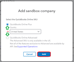 Add sandbox choose QBO plus or advance.PNG