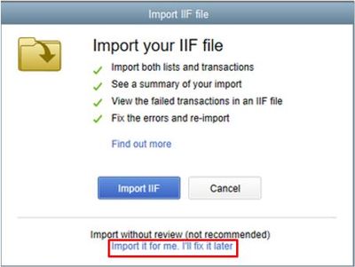 Importing an IIF file