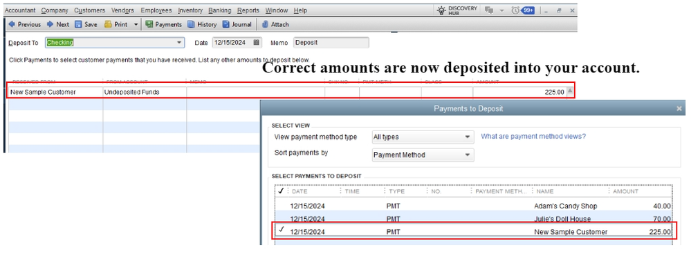 Bank deposits with the correct amount.png