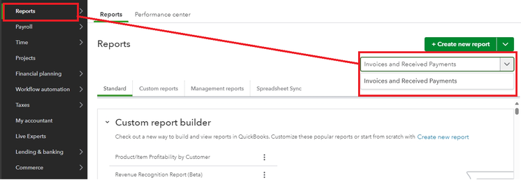Reports invoices and received payments.png