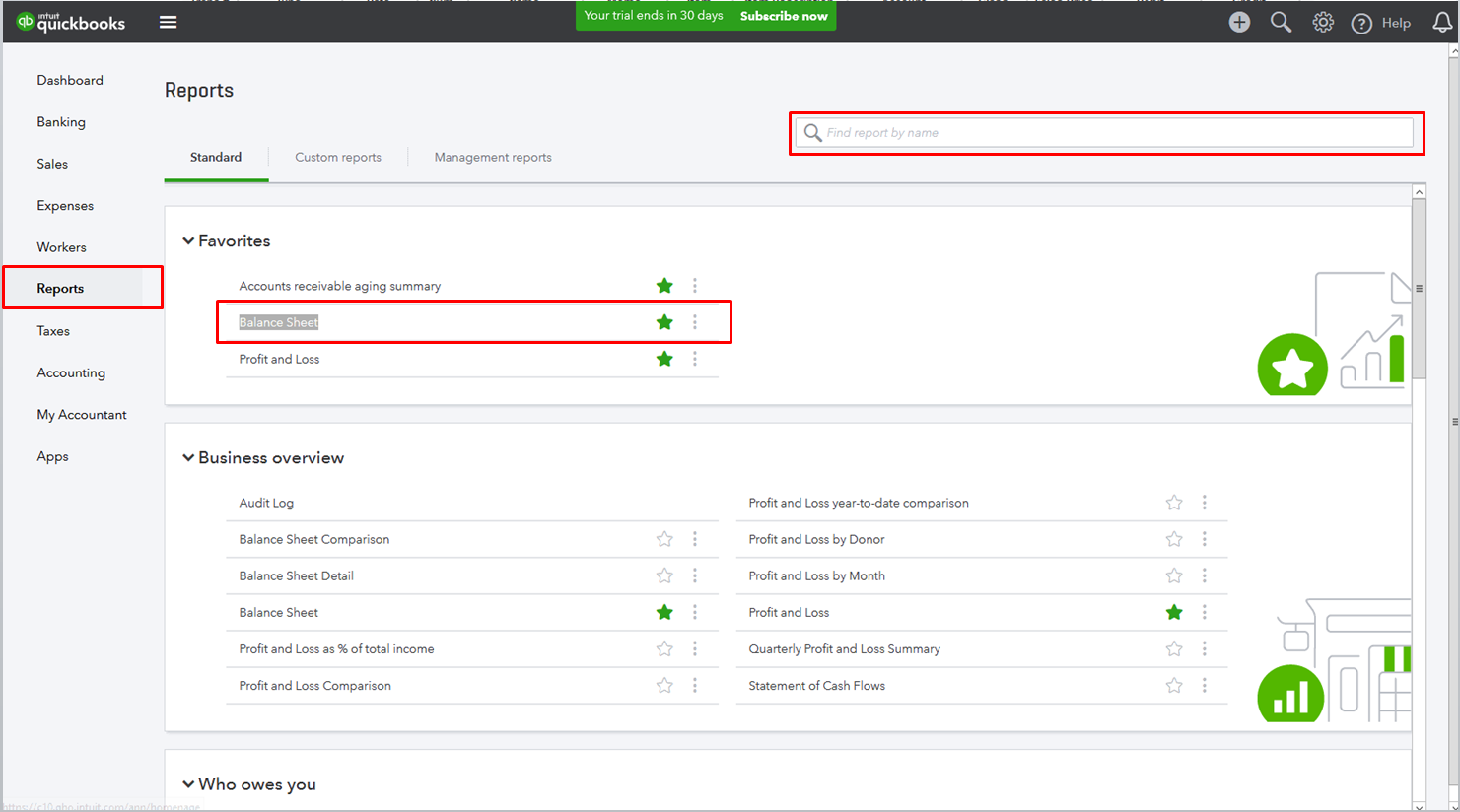 quickbooks balance sheet