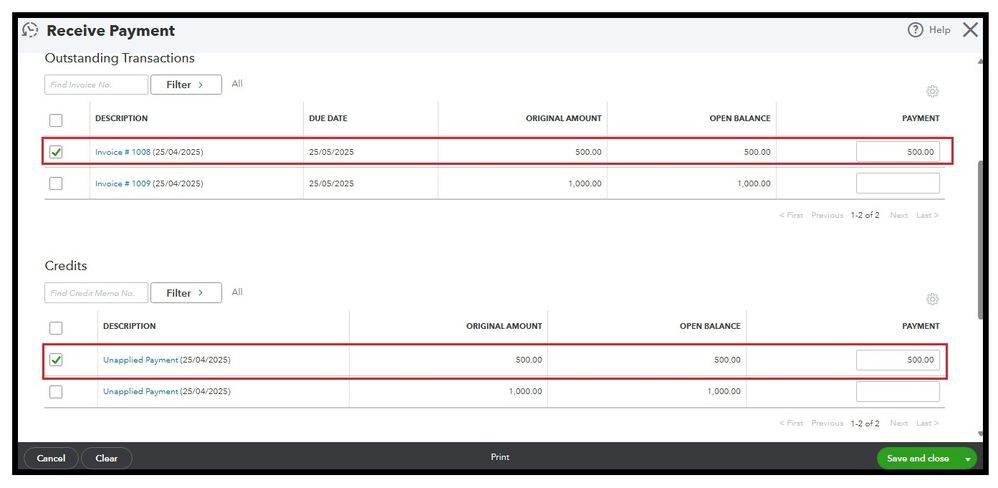 Link the Unapplied Payment to the correct invoice.jpg