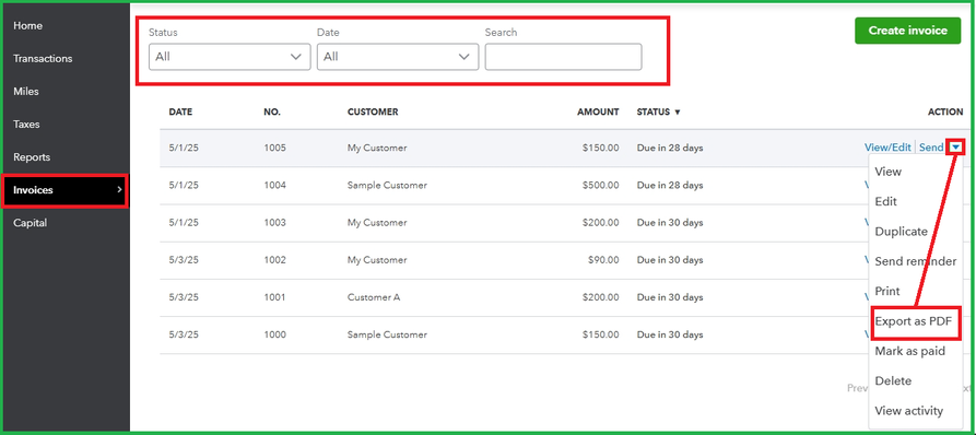 Export the invoice as PDF.png