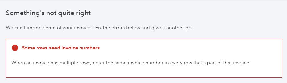 When an invoice has multiple rows, enter the same invoice number in ...