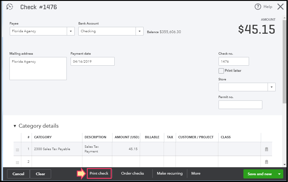 How do I print a sales tax check from the new QBO ...