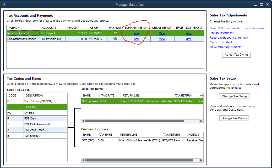 Sales Tax Adjustment