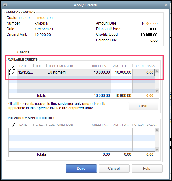 how to get accounts receivable amount back in customers account with quickbooks for mac