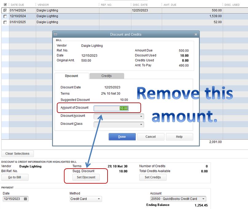 Early Payment Discount on Vendor Bill