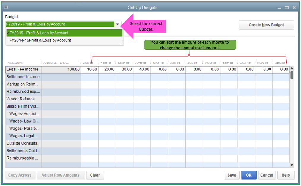 This image illustrates Creating Budgets and Forecasts in Quickbooks