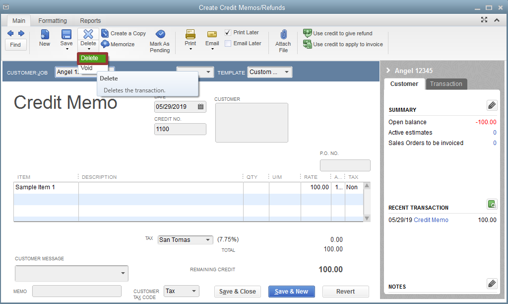 How to zero out a credit memo - QuickBooks Community