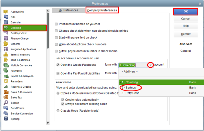 Solved: Changing The Default Bank Account