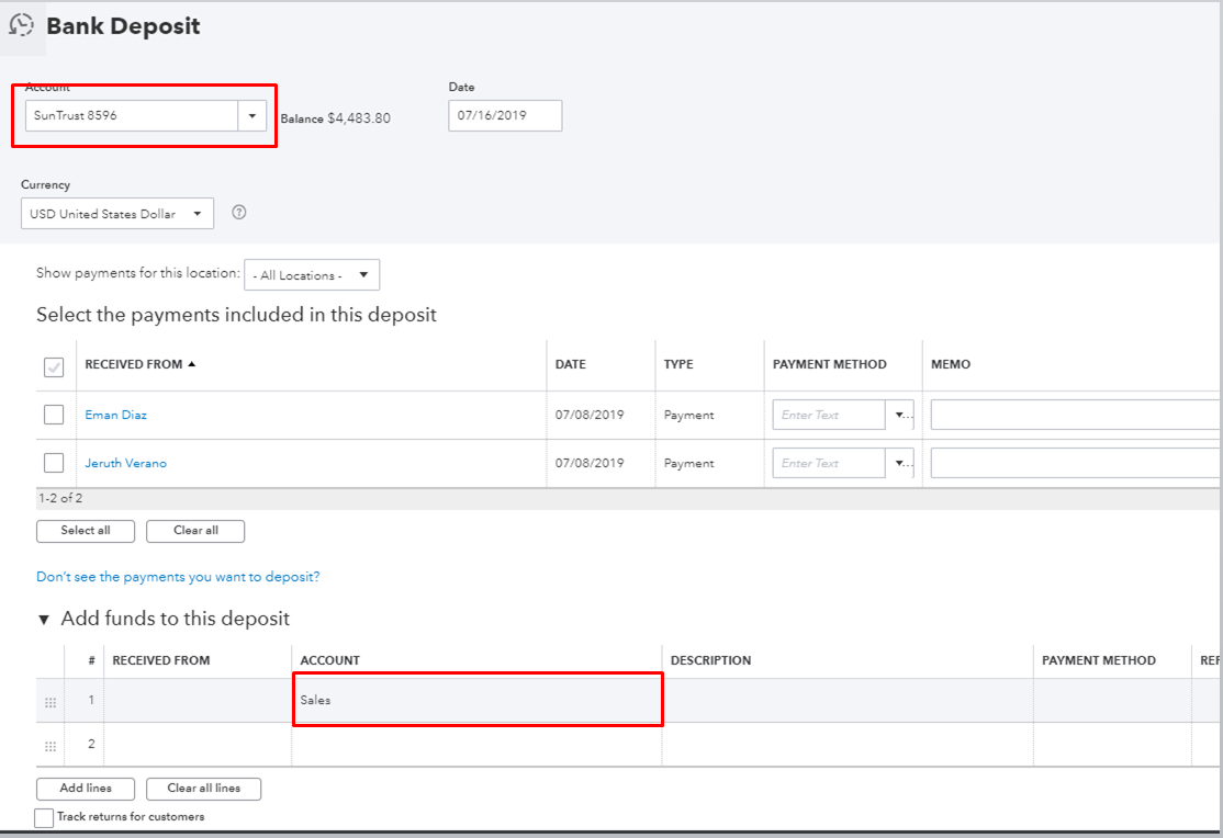 Solved: Deposit alone without applying to an invoice