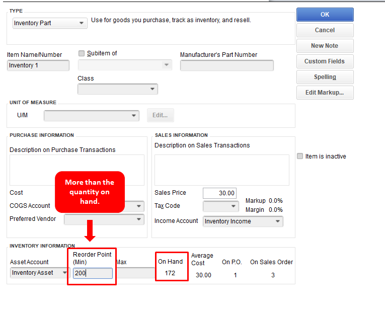 Set up and Using Reorder Points in Quickbooks Premier