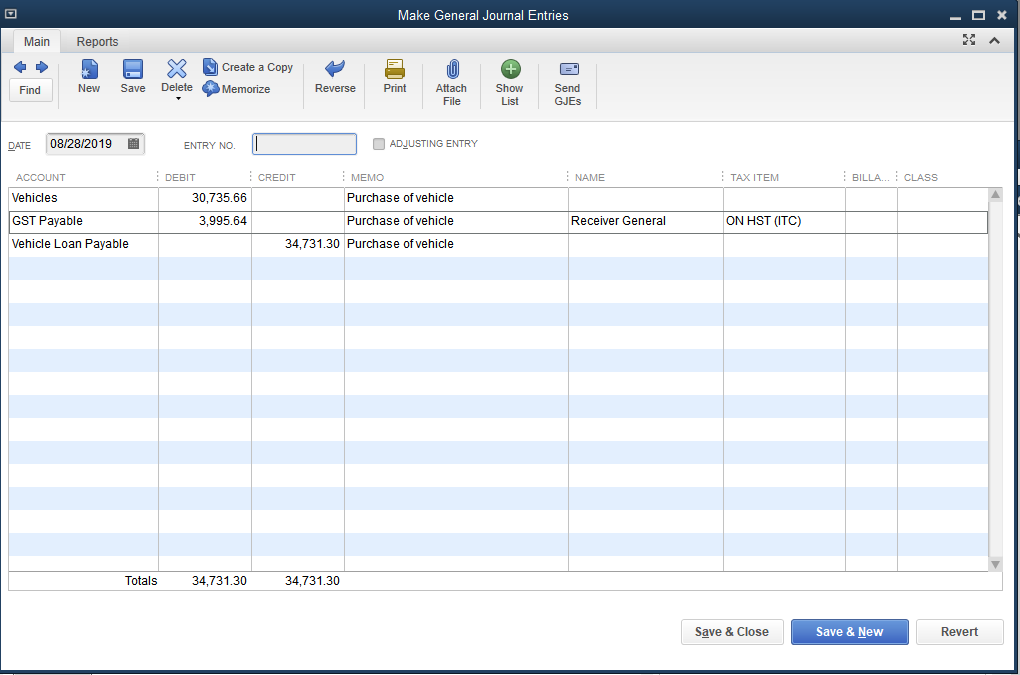 Solved How do I record a used Truck with interest tacked on to the