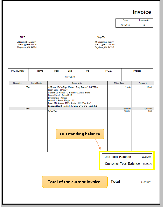 how to show on current invoice the previous unpaid