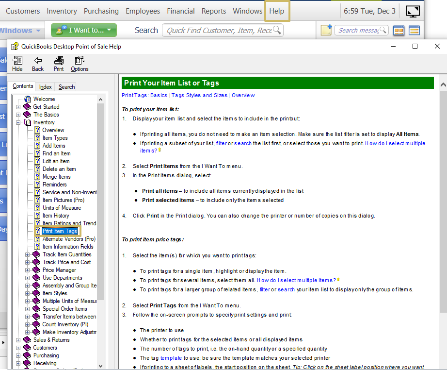print inventory labels from quickbooks