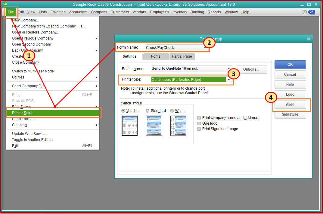 QuickBooks Invoice Forms with Perforated Payment Voucher