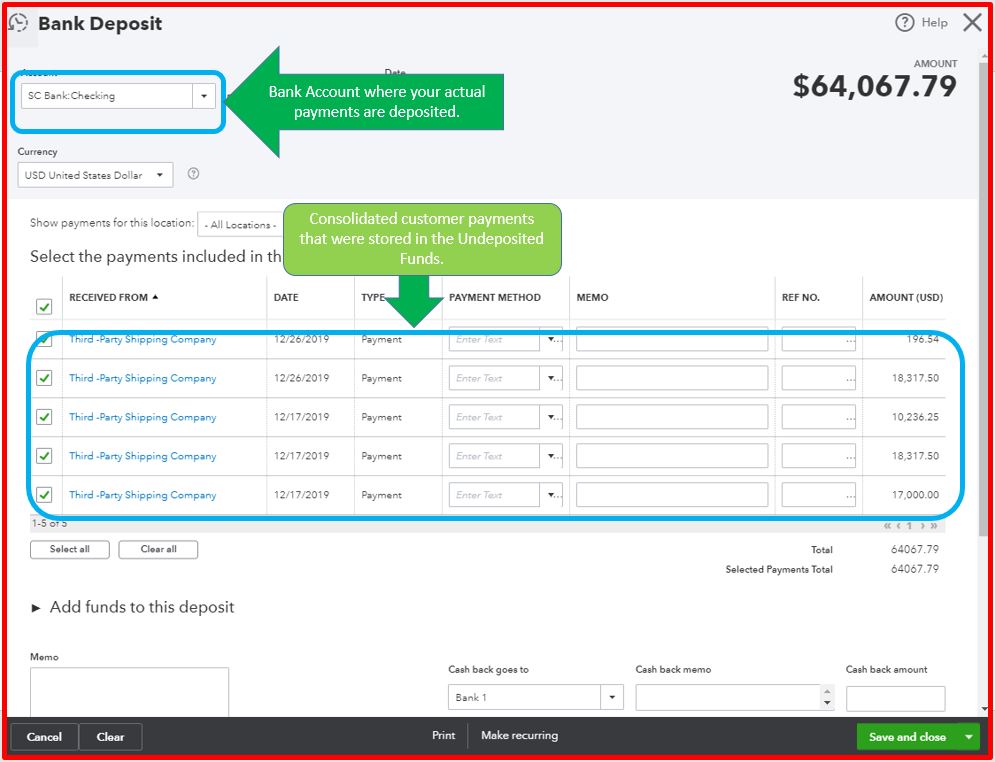 Receiving Sales via Shipping Company as Cash on De...