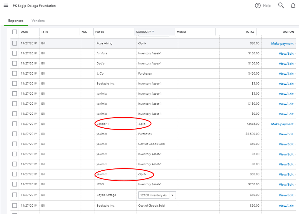 Edit multiple Account transactions