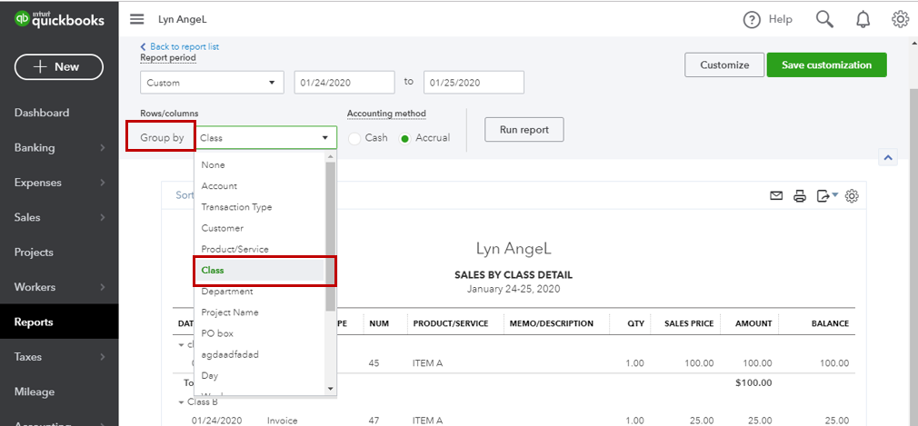 Solved: When pulling a report in Quickbooks Online, how can I display ...