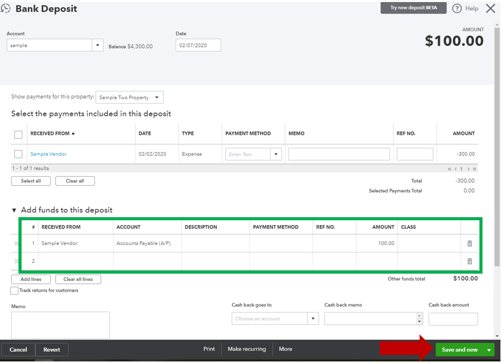 Vendor refund to credit card (Quickbooks online)