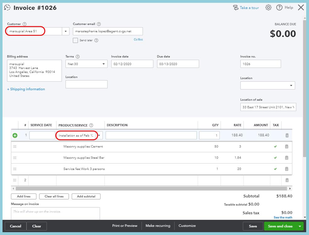 How to put several products and services on one line item in and