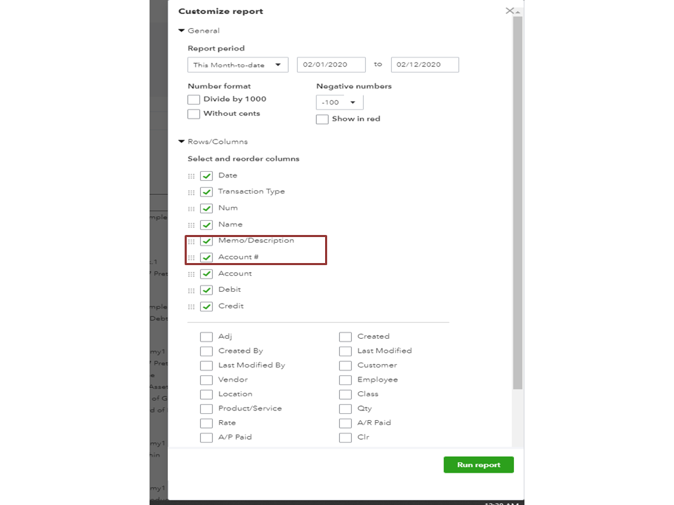 Solved: How do you print of journal entry report to include the account ...