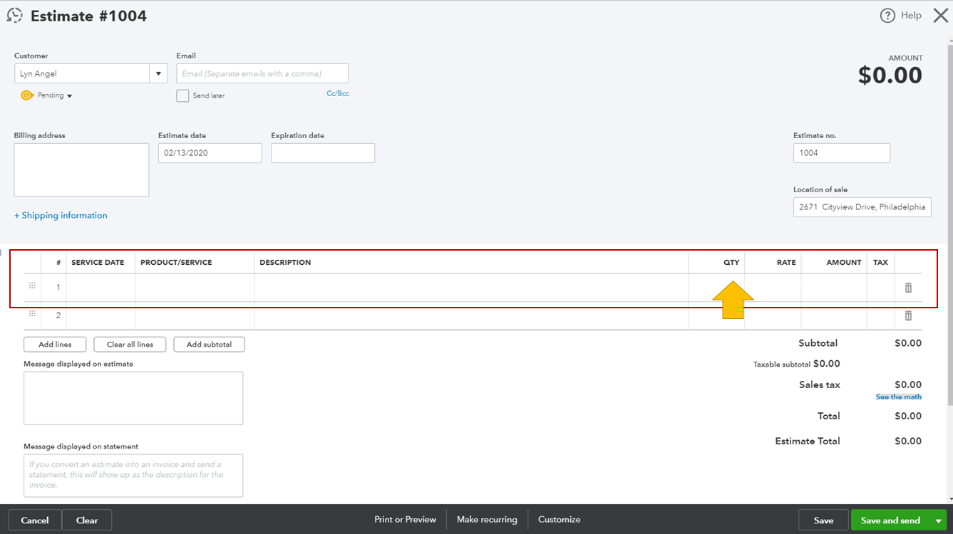 How do i add a column for unit pricing on the estimate such as