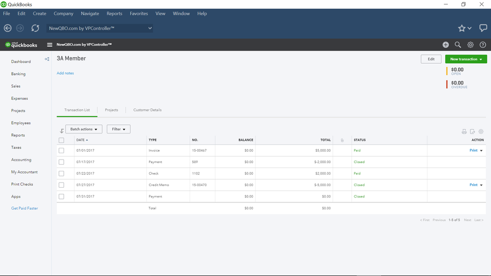 CUSTOMER SALES TRANSACTION LIST