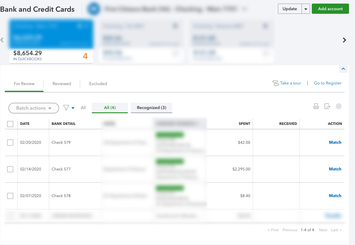 Posted checks not being deducted from QB when matched