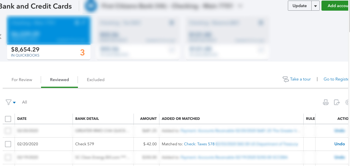 Posted checks not being deducted from QB when matched