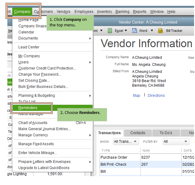 Solved: vendor information | QuickBooks Community