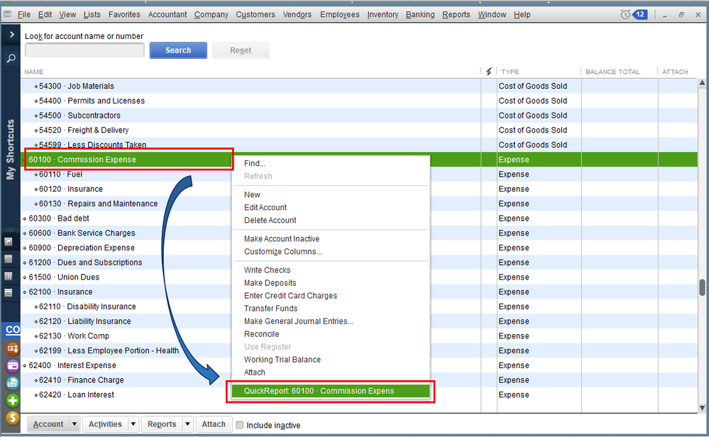 29 QBDT COA Expense QuickReport.PNG