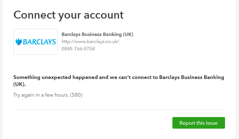 Solved Barclays Bank feeds failing again