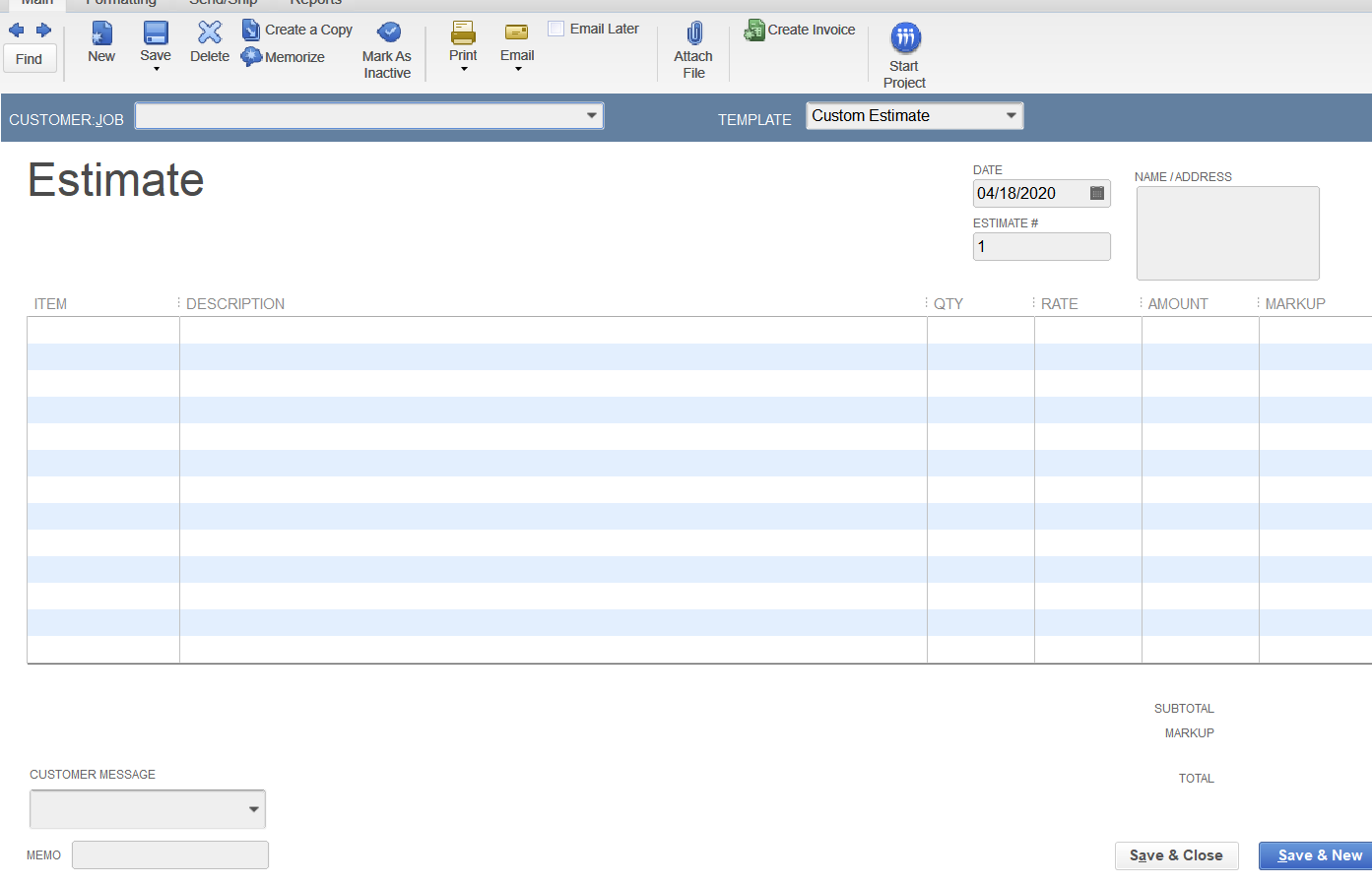 Grid lines or alternating color rows on estimates