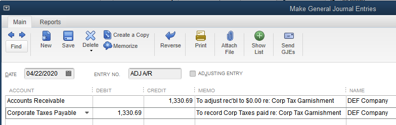 Corp Tax Garnishment entry.PNG