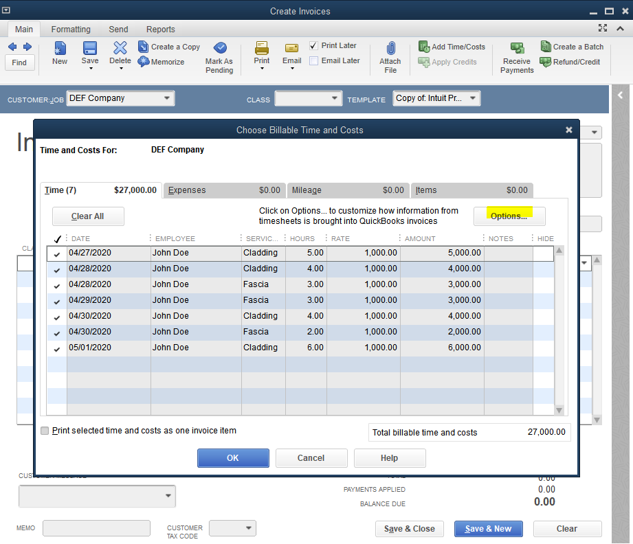 Invoicing customer for multiple jobs on singe invoice