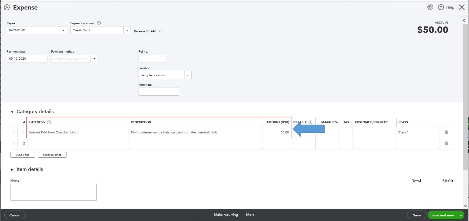 Overdraft line of Credit