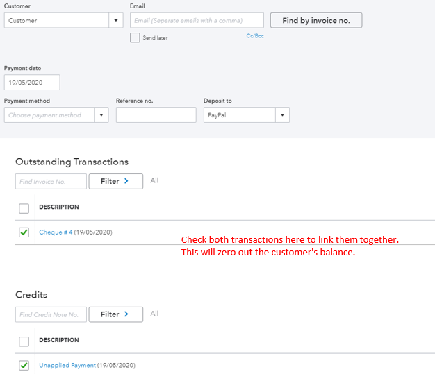 How can record a single payment from a customer that pays an invoice