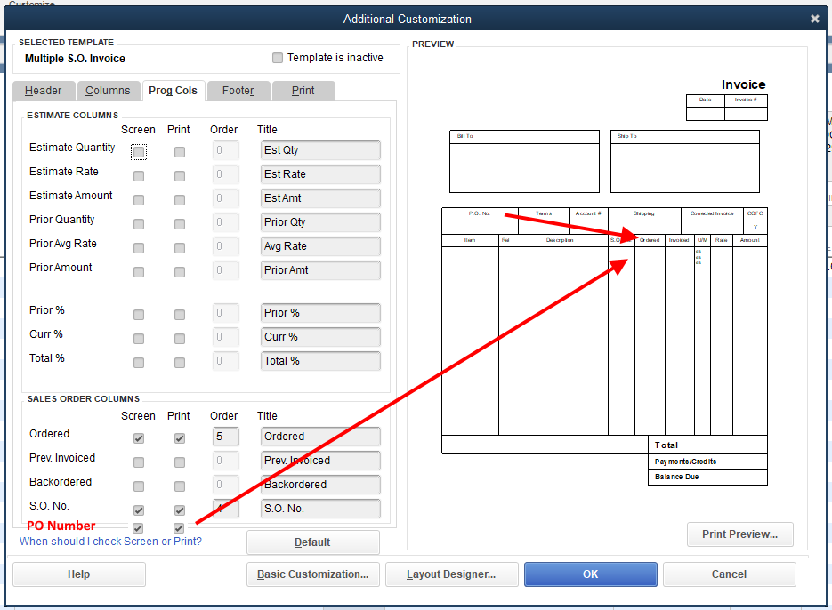 Packing Slip Need Purchase Order in the Column