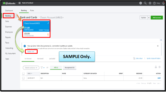 I cant get quick books to reconnect my Halifax Bank of Scotland