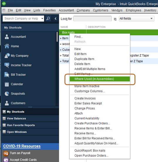 Where Used (In Assemblies)