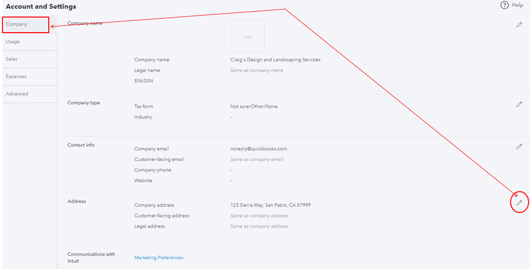 change company address in quickbooks desktop 2020