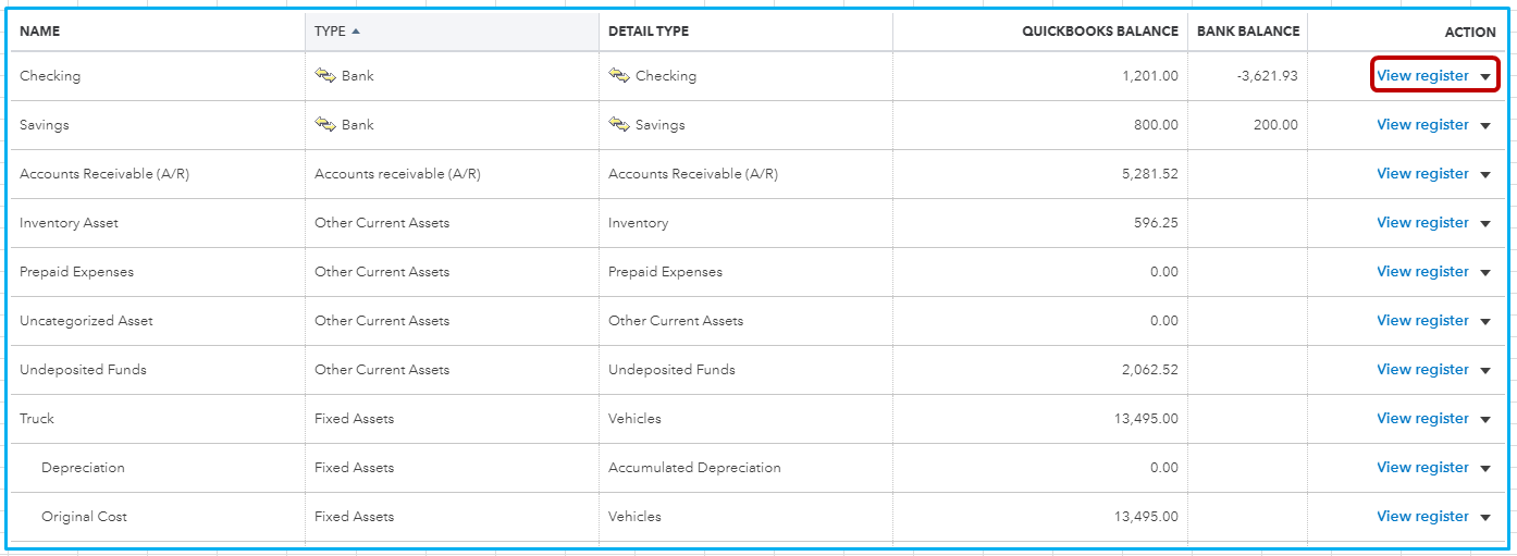 Solved QB online bank register is showing "Only displayed with date