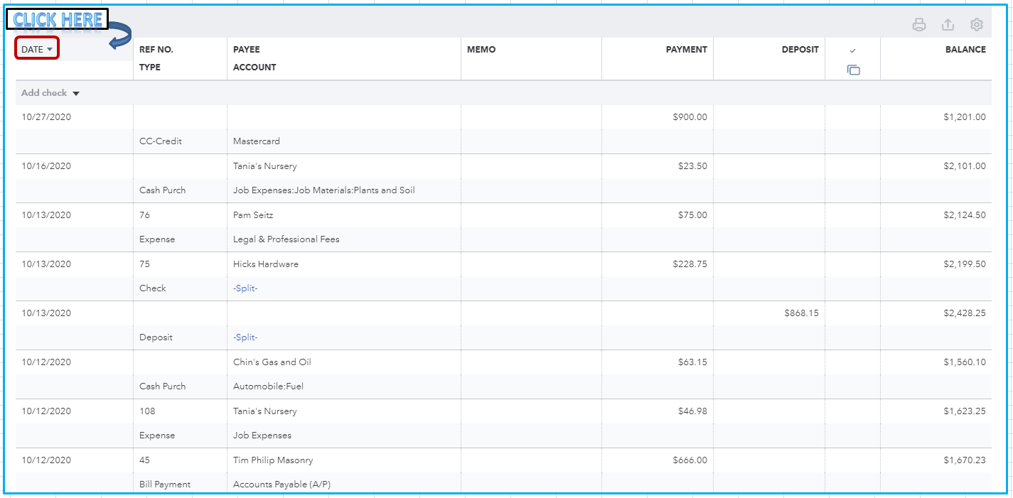 Solved: QB online bank register is showing 